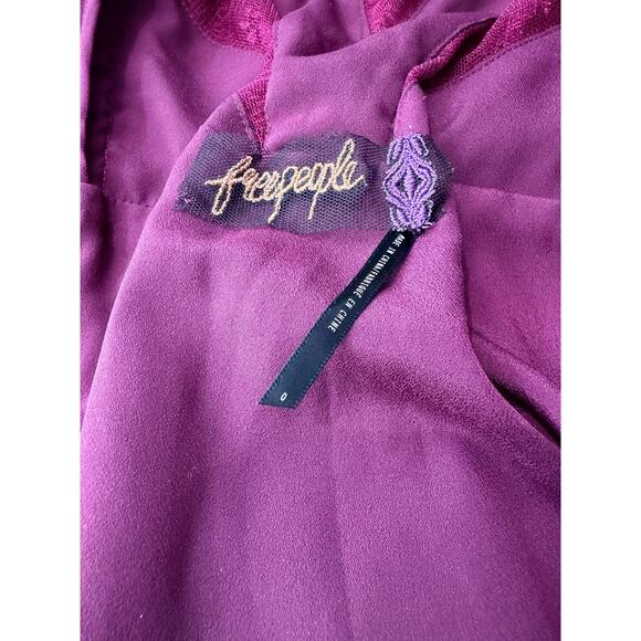 Free People Burgundy Lace Mini Dress Women’s Size 0 Sleeveless Boho - Picture 6 of 8